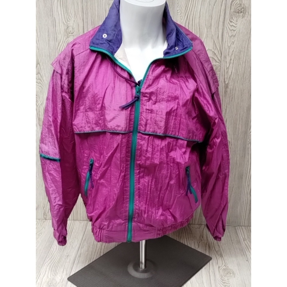 Vintage Pro Spirit Windbreaker Full‎ Zip Long Sleeve Jacket Womens Size L Retro